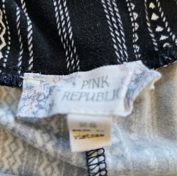 Junior's/Women's Boho Flared Pants black white pattern XS - Picture 4 of 4